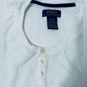 Polo by Ralph Lauren Classic White Henley Shirt - short sleeve
